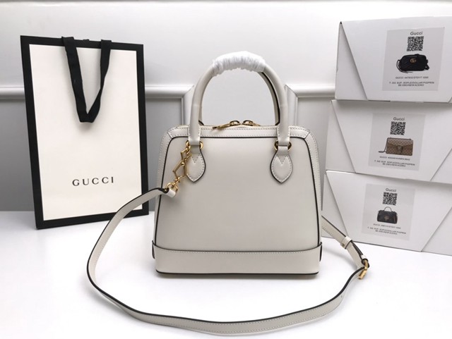 Gucci高仿專櫃女包 621220 古馳GG1955馬銜扣款型 Gucci小號手提包 Gucci全皮手拎女包  gqy3920